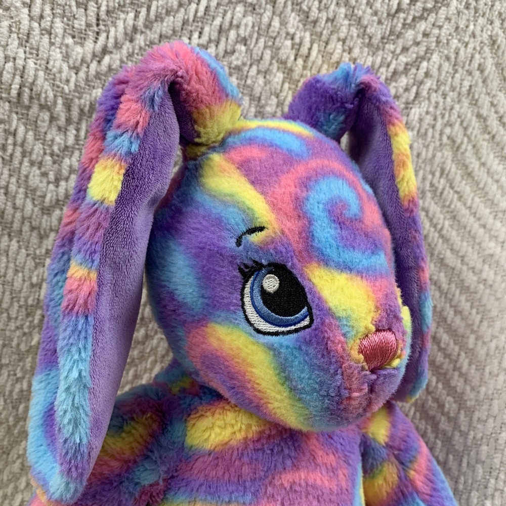 Build a Bear Bunny Rabbit Plush Stuffed Animal Rainbow Tie Dye Colorful‎ Pastel - Picture 3 of 14